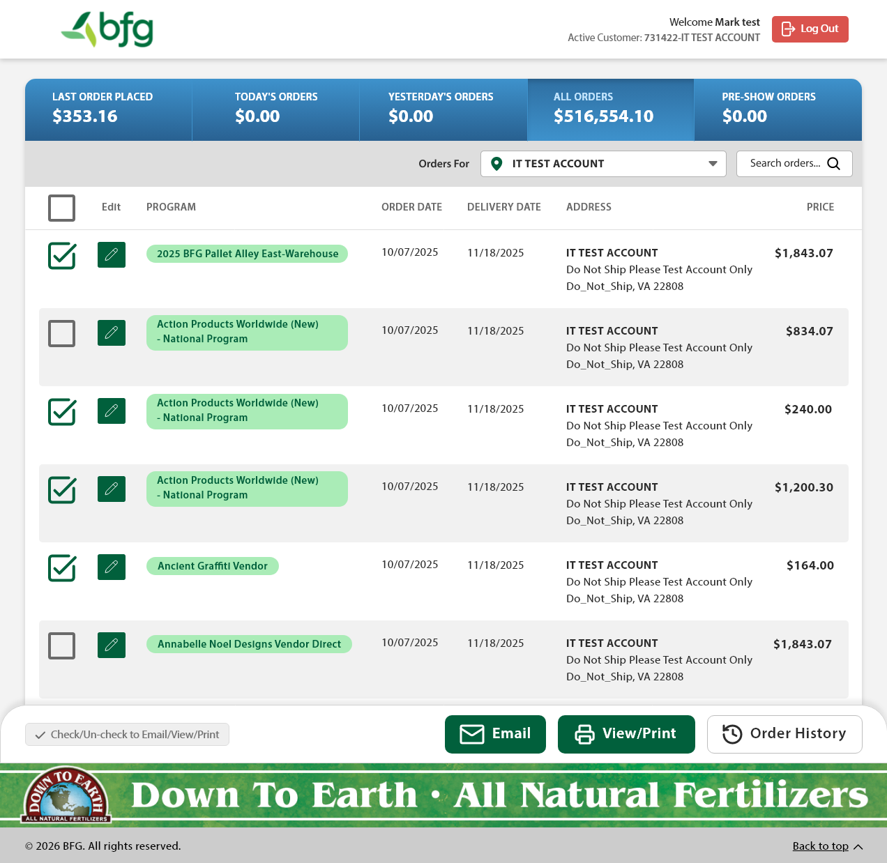 BFG kiosk interface