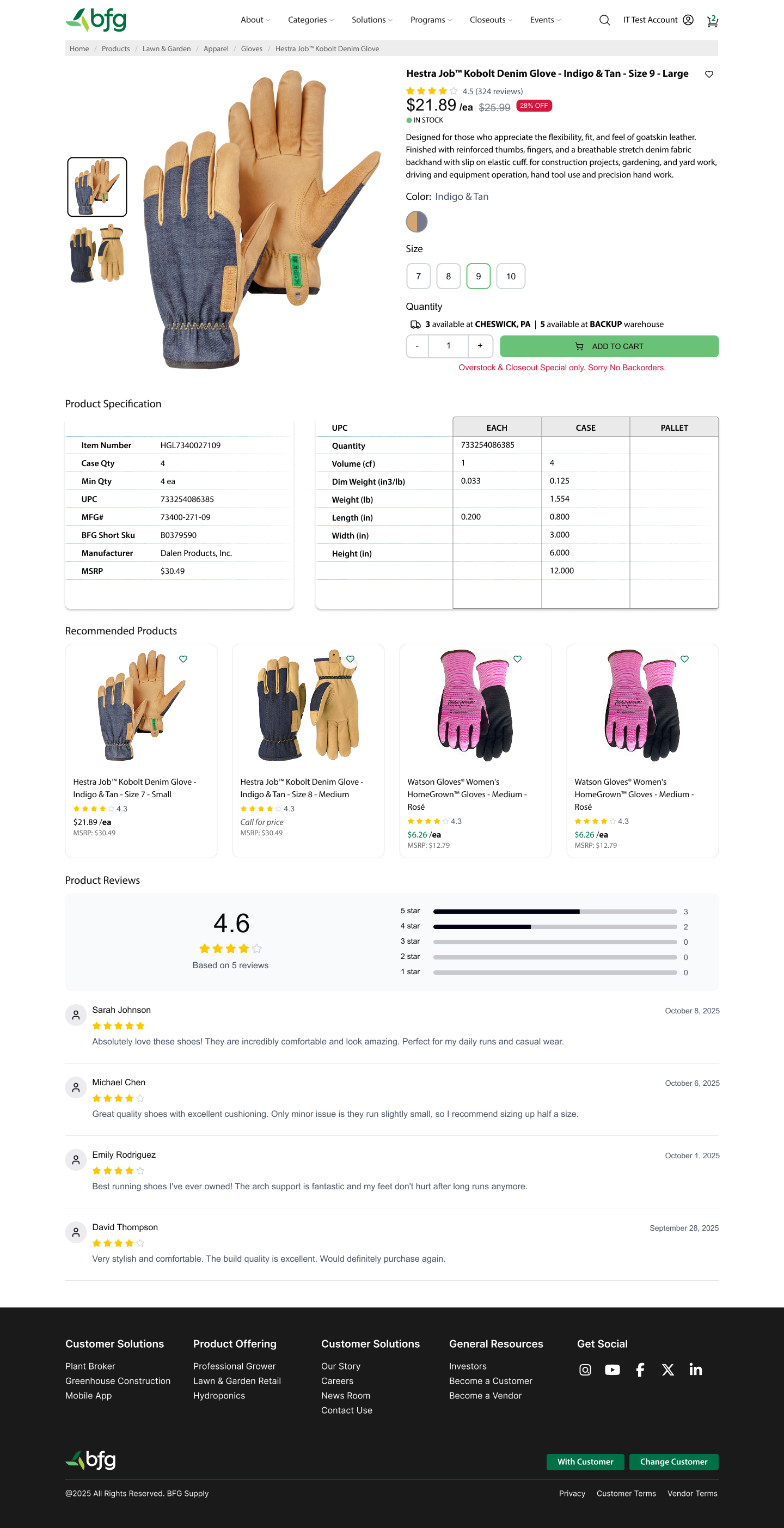BFG Supply Co. website details