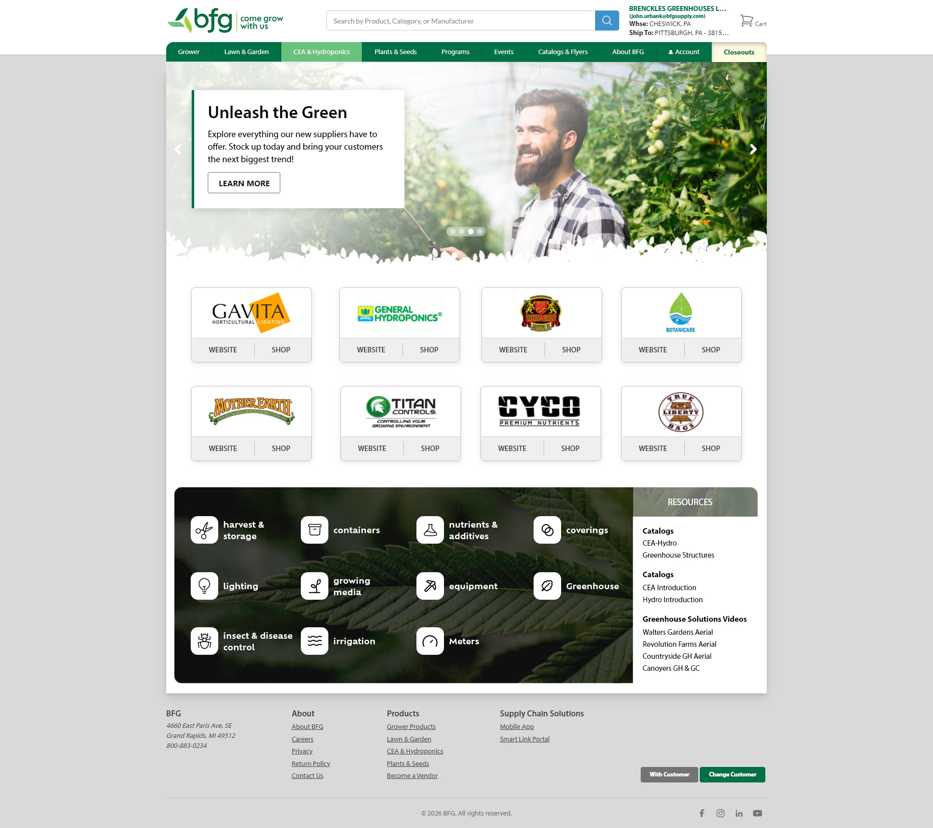Controlled environment agriculture landing page